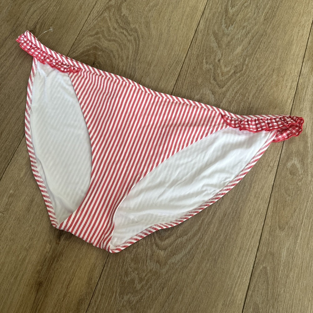 Aerie Women's Red‎ Stripe Ruffle Sides Bikini Bottoms Size XL NWOT